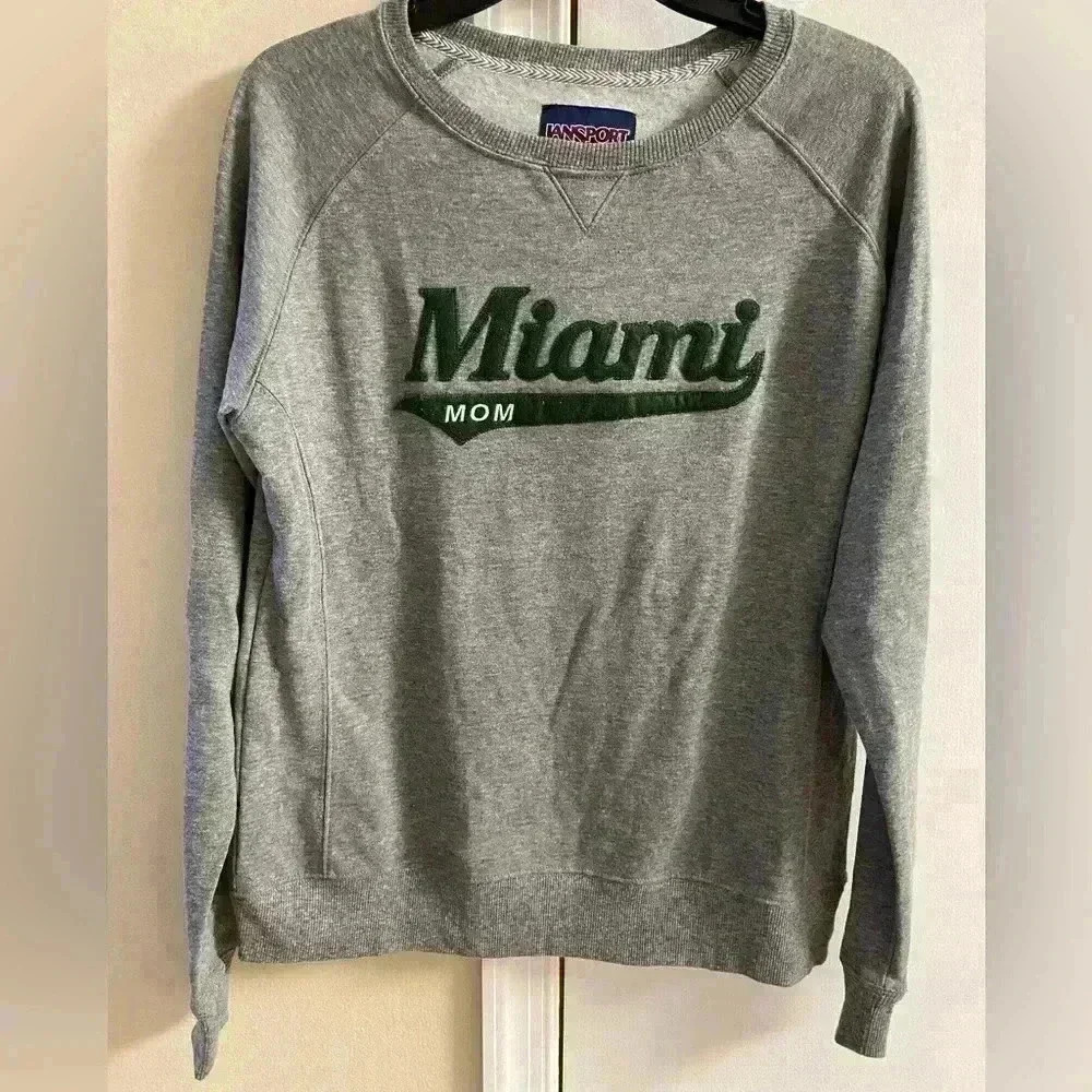 Jansport Grey Miami Mom Crewneck Pullover Sweatshirt Medium